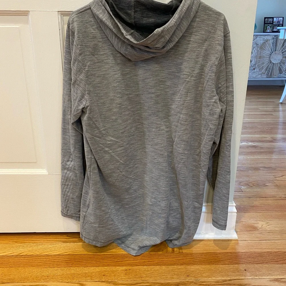 Jordan Gray Hooded Long Sleeve with Carolina Blue UNC Logo